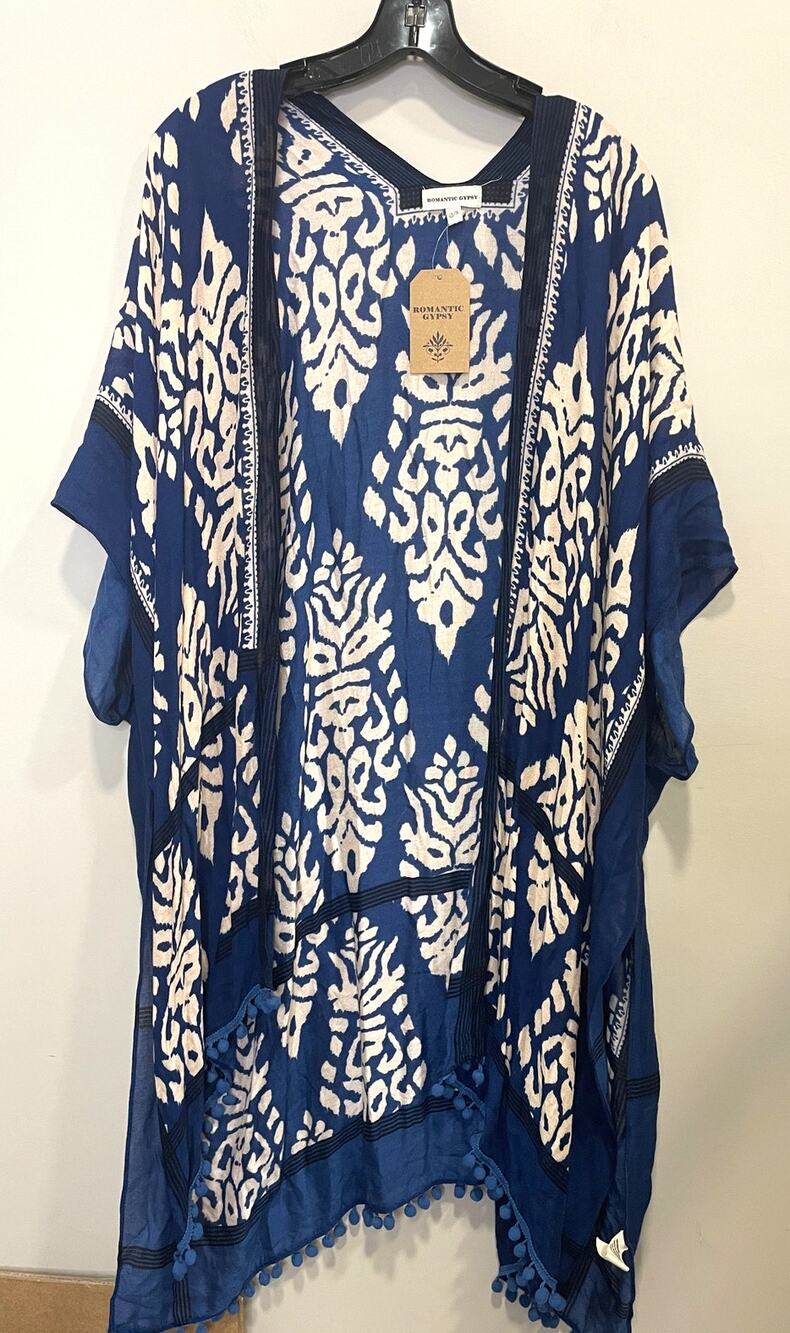 NWT Romantic Gypsy Printed Open-Front Kimono Damask Women's Sz Small